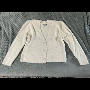 Marled white cardigan